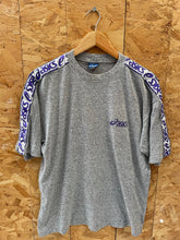 Vintage ASICS Grey & Purple Tape Detail Short Sleeve T-Shirt Size L